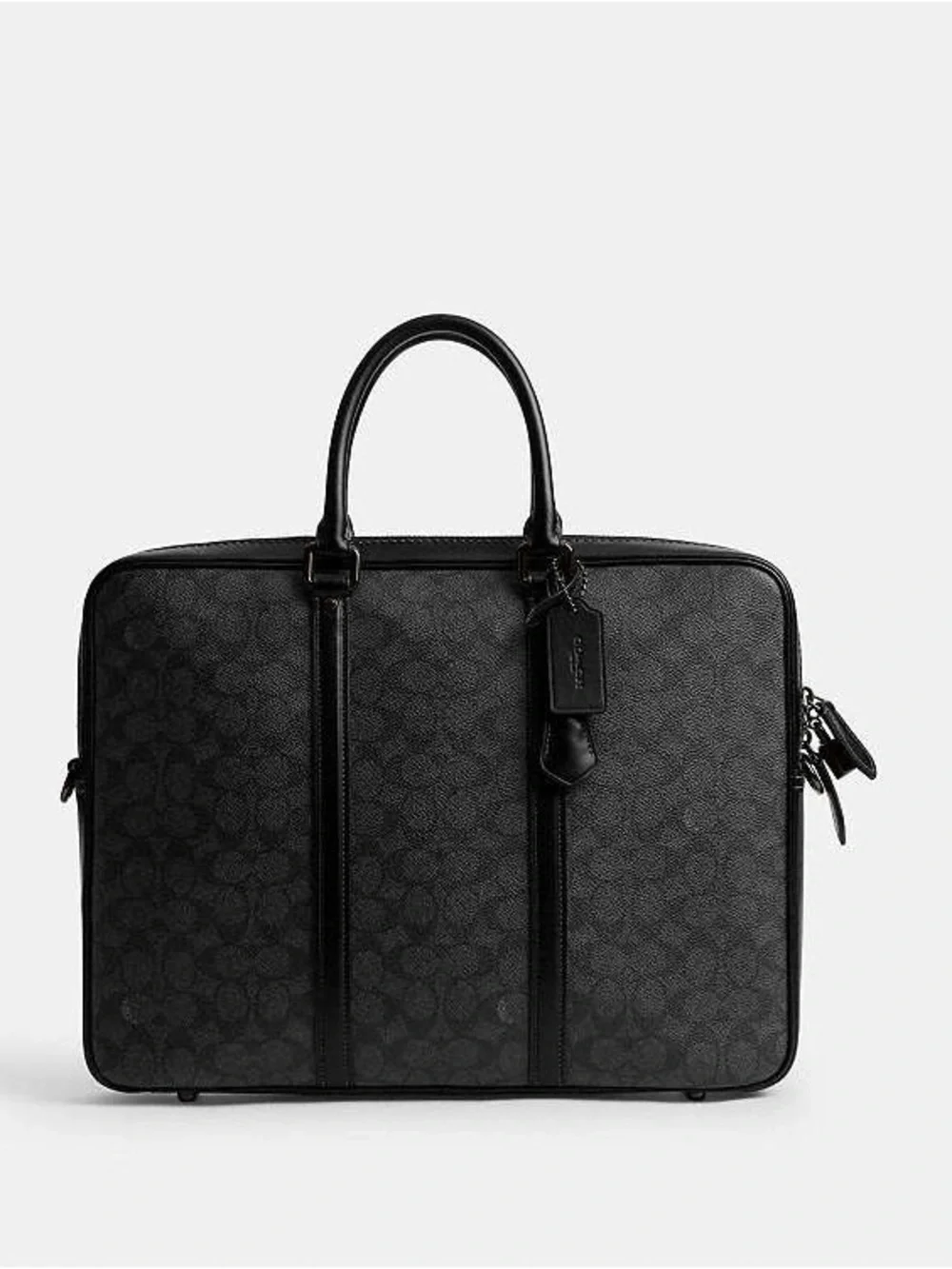 Coach Metropolitan Slim Briefcase in Signature CanvasCharcoal /Black NWT